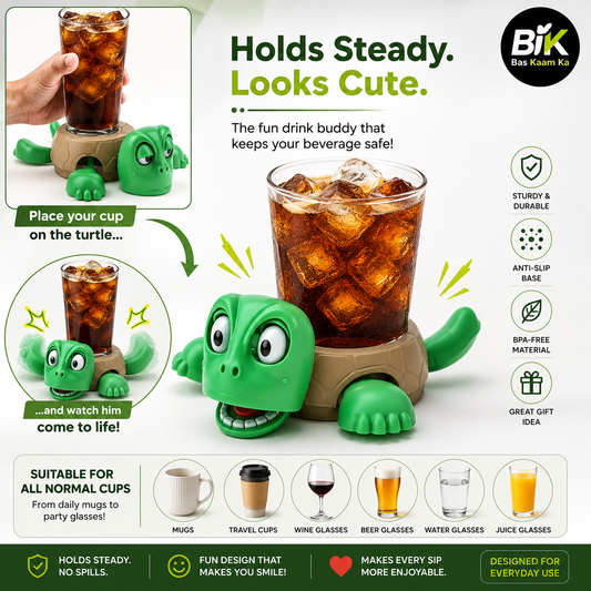 Funny Turtle Cup Holder & Coaster | Desk & Coffee Mug Holder